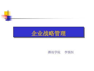 企业战略管理讲座ppt课件